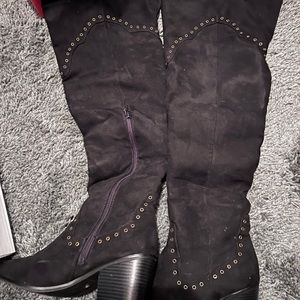 Black knee high boots